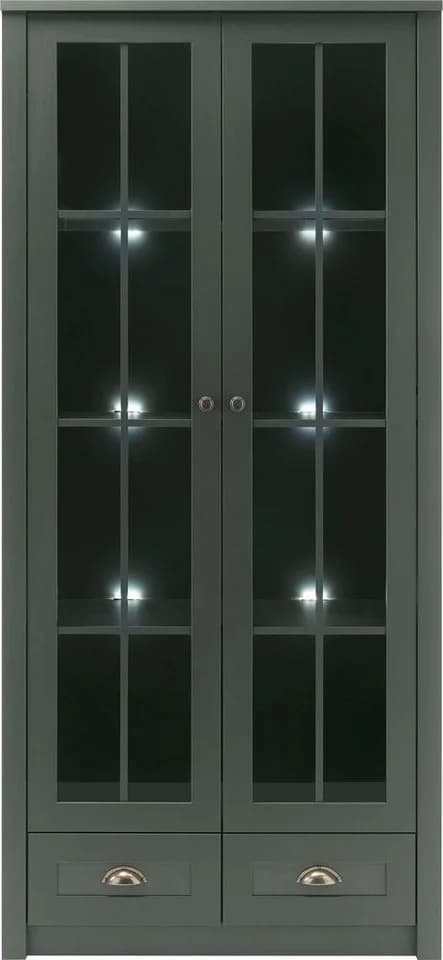 HOME AFFAIRE Vitrine Ascot Grün mit Glas und Metallgriffen