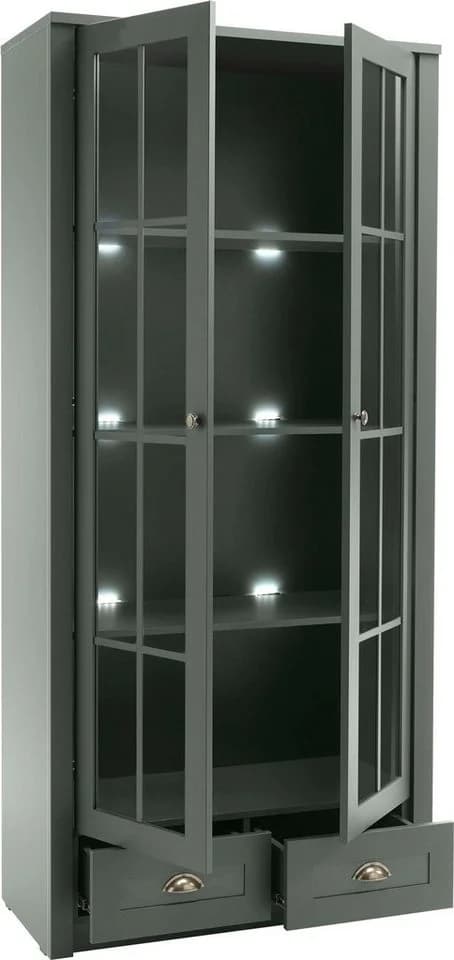 HOME AFFAIRE Vitrine Ascot Grün mit Glas und Metallgriffen - Bild 4