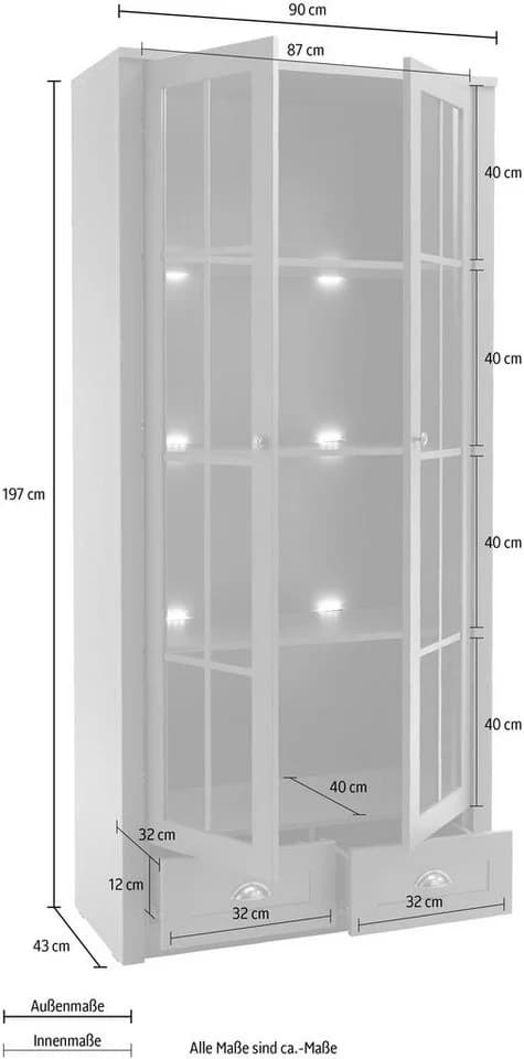HOME AFFAIRE Vitrine Ascot Grün mit Glas und Metallgriffen - Bild 5
