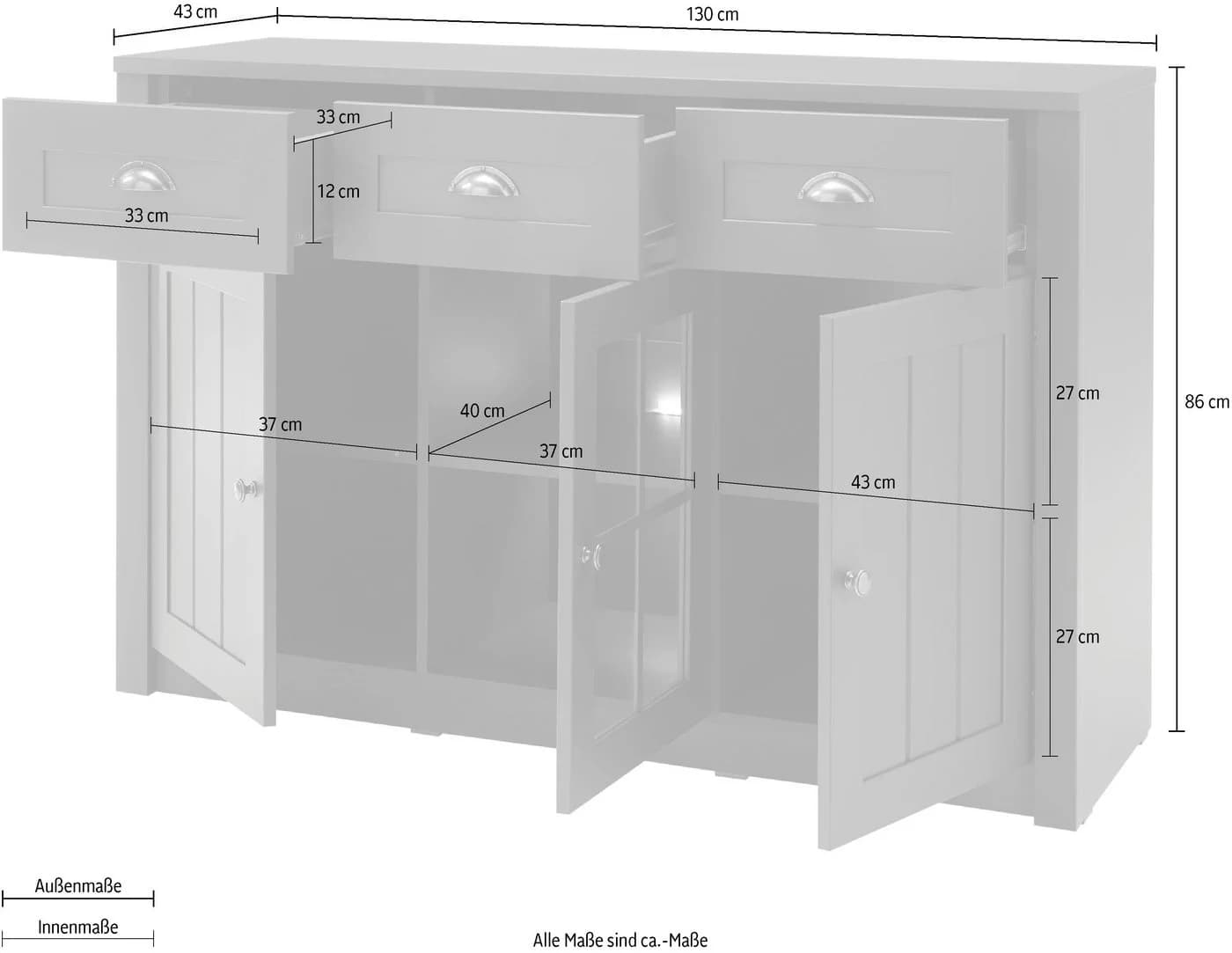 Home affaire Sideboard Ascot Grün Glas Metall - Bild 5