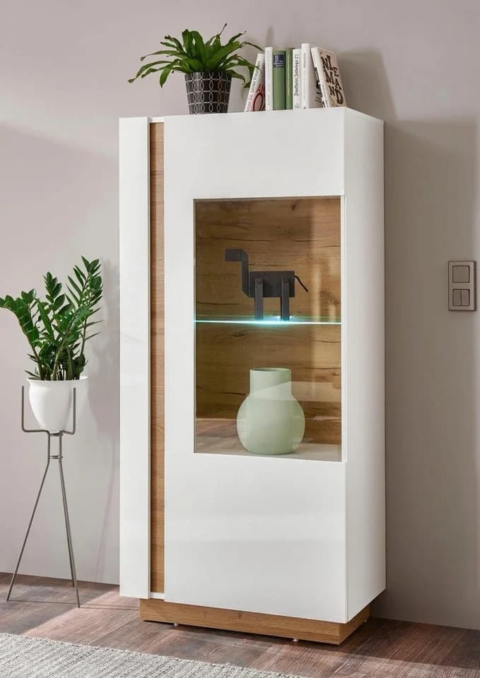 HOME AFFAIRE Clair Vitrine 22 Weiß Hochglanz Grandson Oak - Bild 2