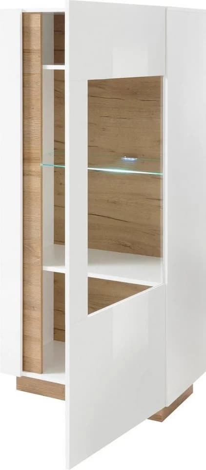 HOME AFFAIRE Clair Vitrine 22 Weiß Hochglanz Grandson Oak - Bild 4