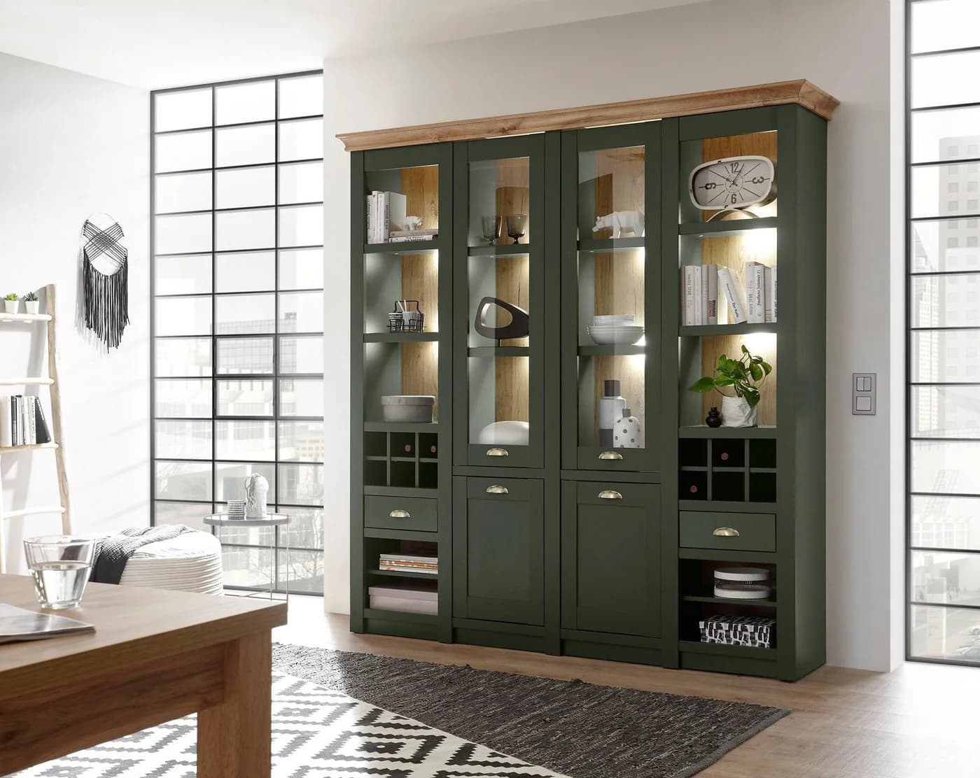 Buffet HOME AFFAIRE Cambridge Grün mit Weinregal - Bild 5