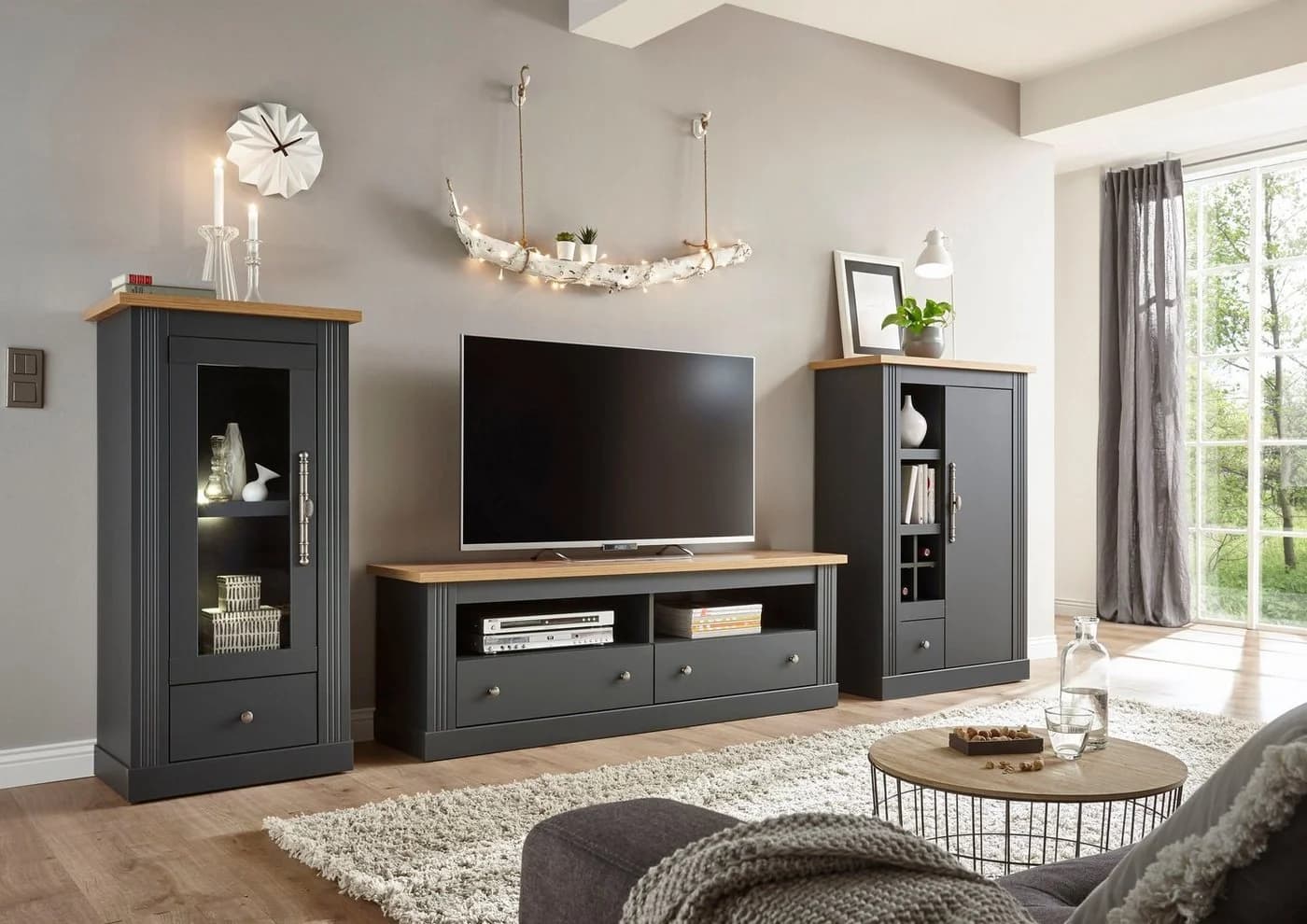 OTTO home Lowboard Westminster Landhausstil Grau Eiche