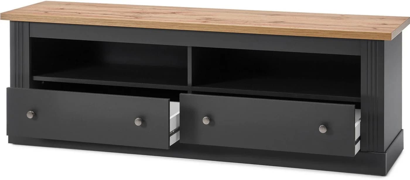 OTTO HOME Westminster Wohnwand Set Dunkelgrau Wotan Eiche Landhausstil - Bild 4