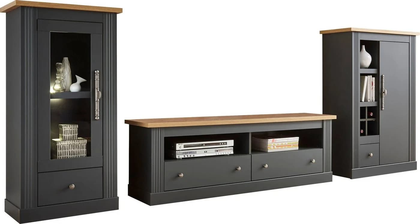 OTTO HOME Westminster Wohnwand Set Grau Landhausstil