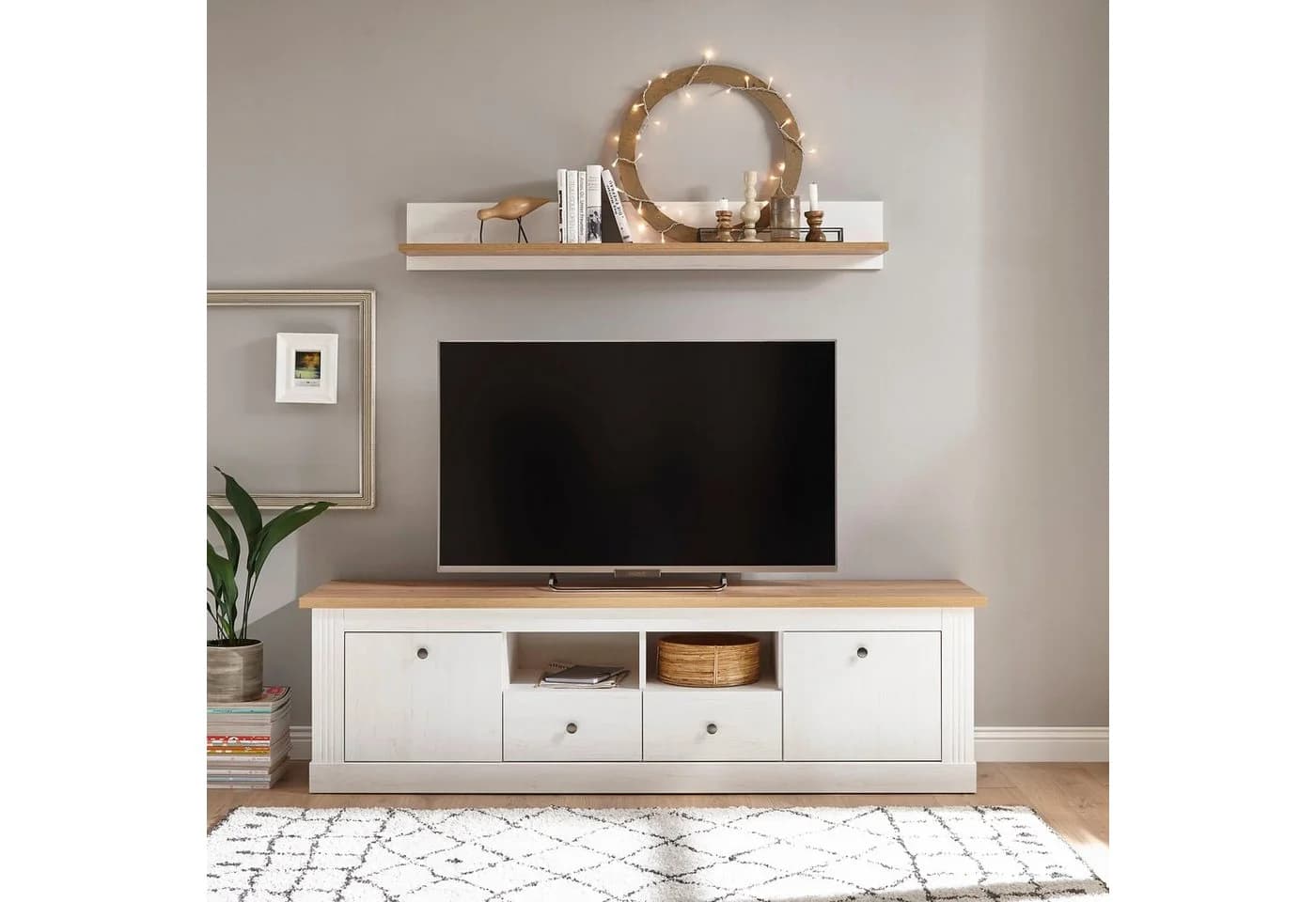 OTTO HOME Westminster Wohnwand Set Weiß Braun Landhausstil - Bild 5