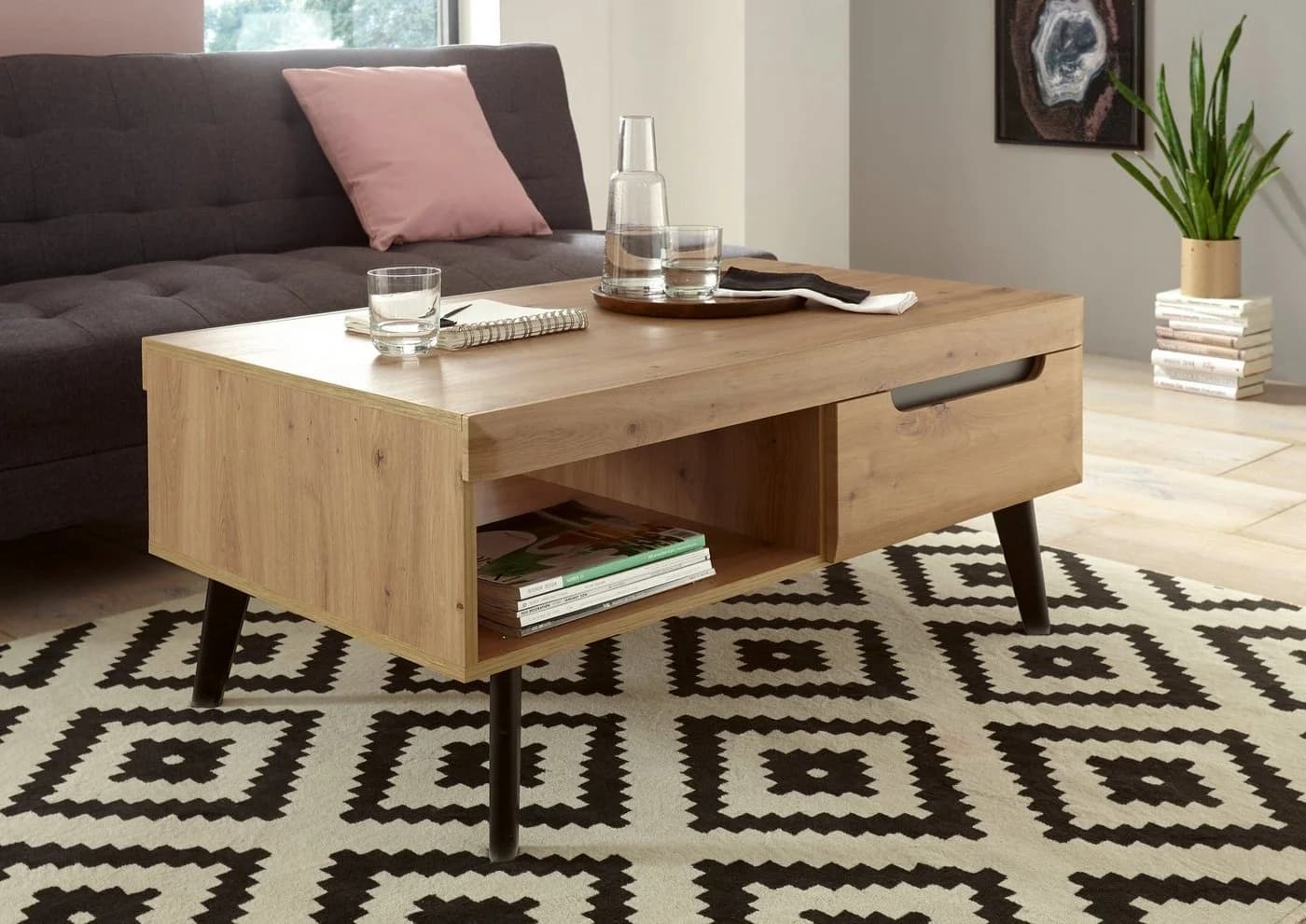 Couchtisch HOME AFFAIRE Torge Eiche Artisan Dekor Schwarz - Bild 2
