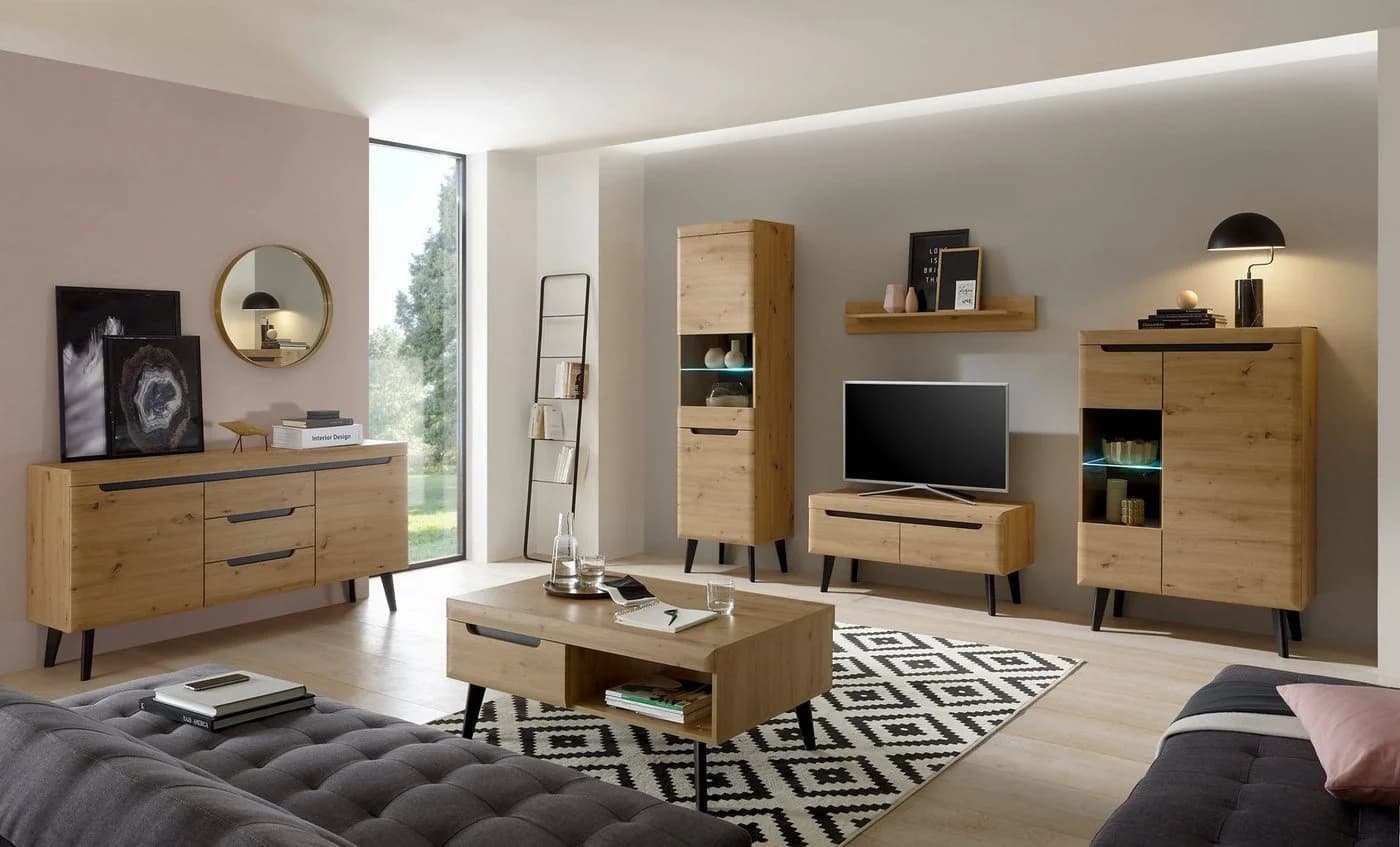 HOME AFFAIRE Wohnwand Torge Eiche Schwarz Skandinavisch - Bild 3