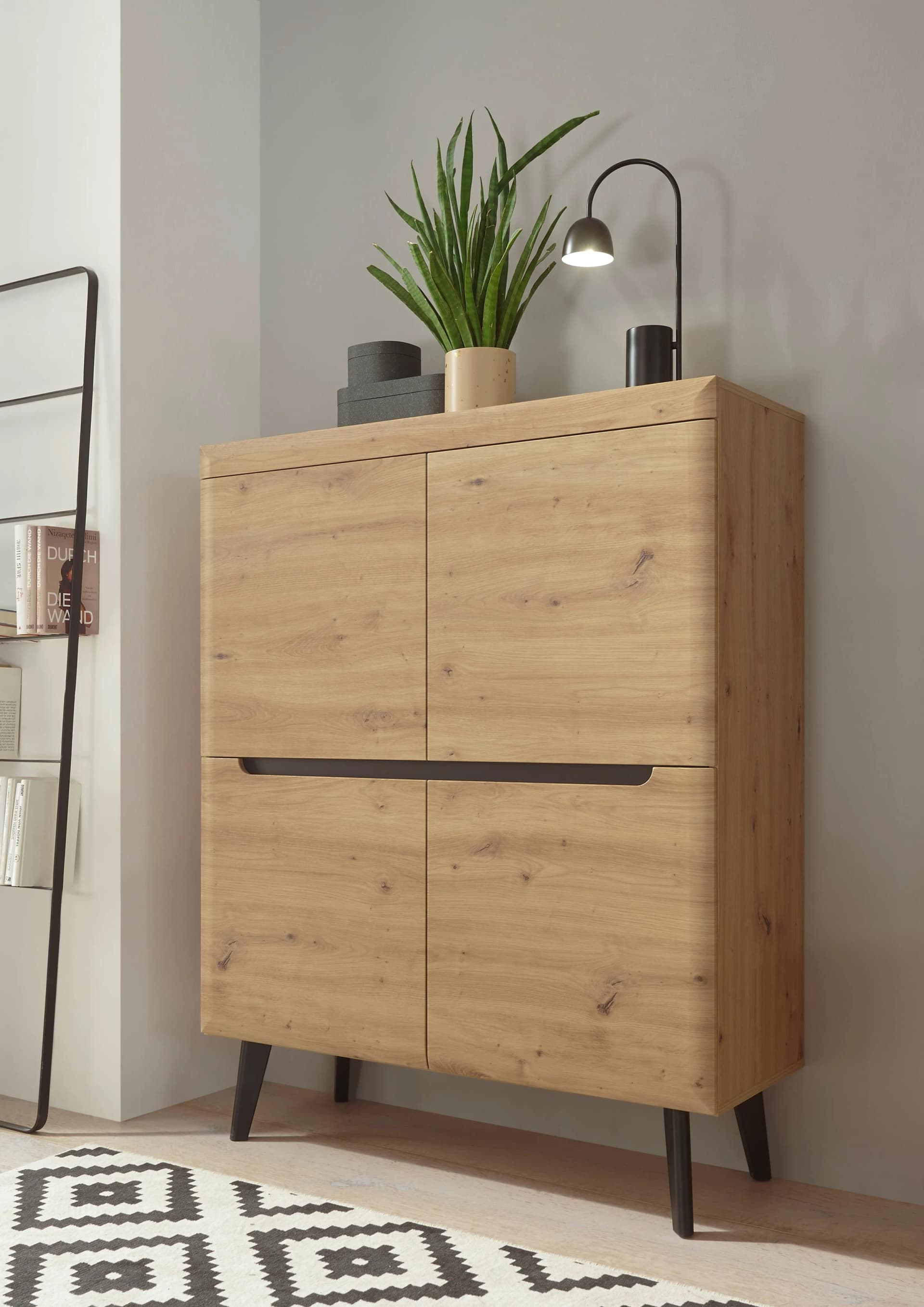 Wohnwand HOME AFFAIRE Torge, Eiche Artisan Dekor, Schwarz