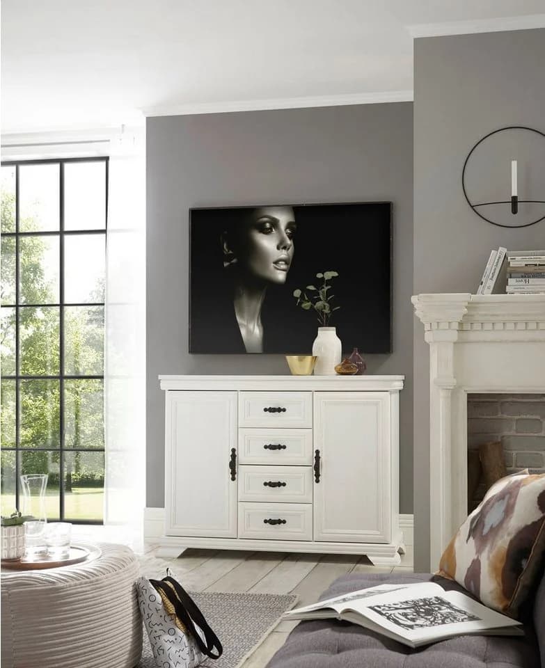 OTTO HOME Royal Sideboard Weiß Pinie Dekor 4 Schubladen 2 Türen - Bild 2