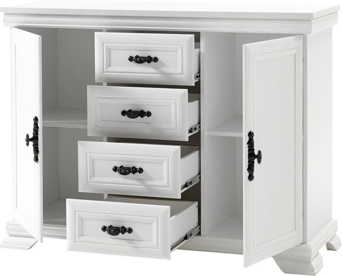 OTTO HOME Royal Sideboard Weiß Pinie Dekor 4 Schubladen 2 Türen - Bild 4