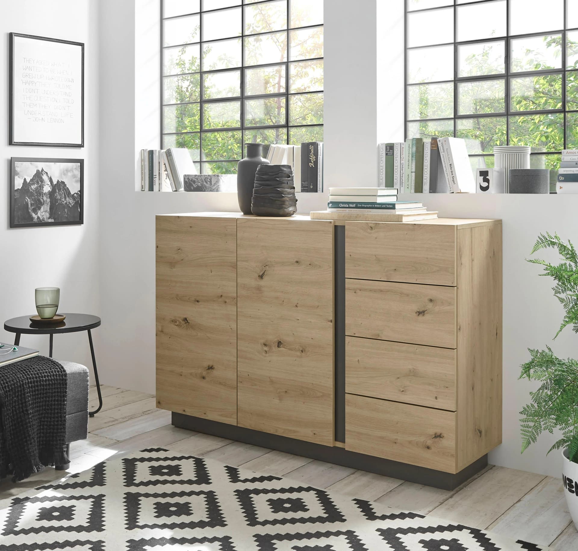 HOME AFFAIRE CLAiR Sideboard 53 Braun Eiche Artisan Modern