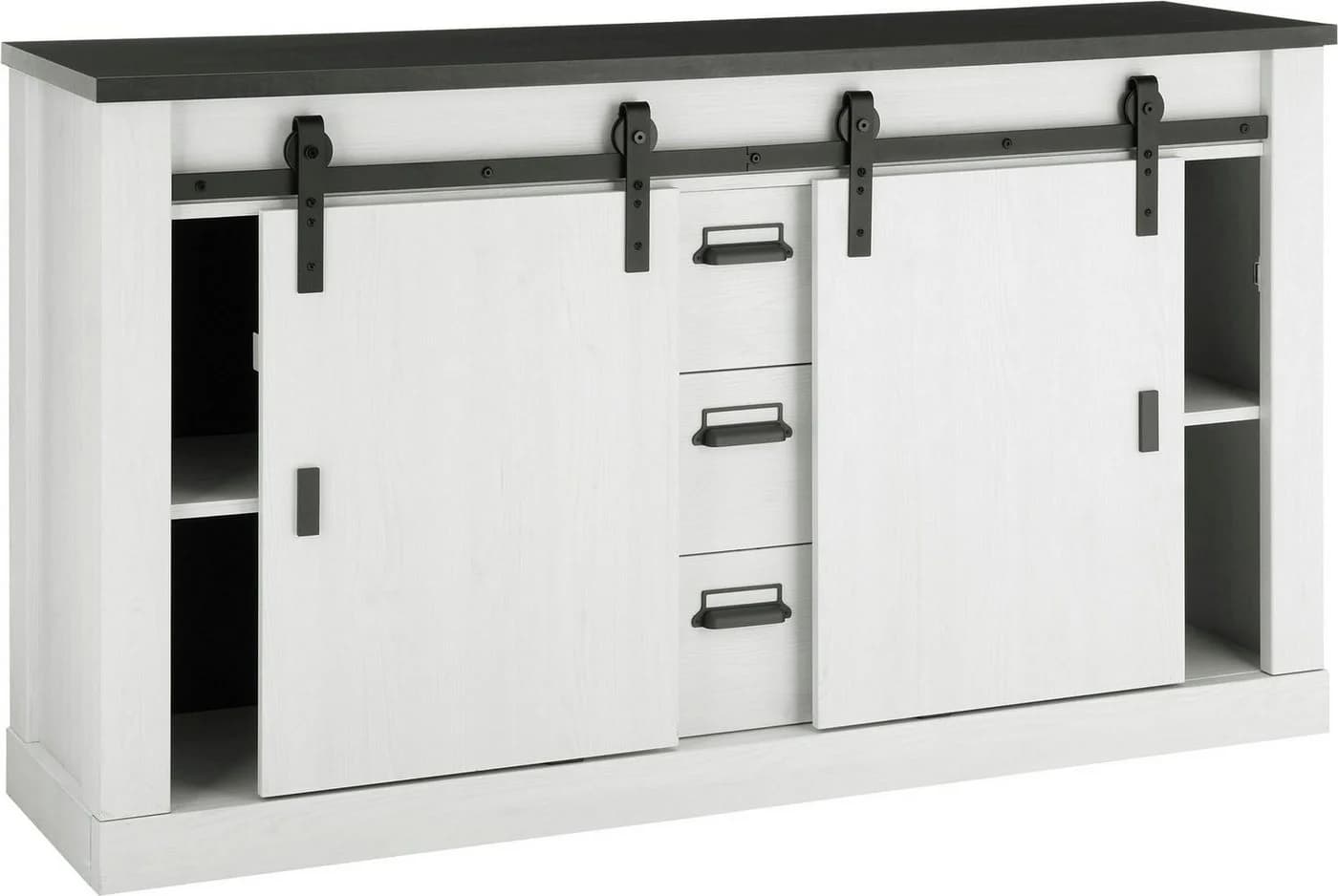 Sideboard HOME AFFAIRE SHERWOOD Weiß Pinie Dekor 3 Schubladen 2 Türen - Bild 5