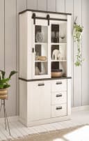 HOME AFFAIRE Vitrine SHERWOOD Weiß Holzoptik Soft-Close Bild 1