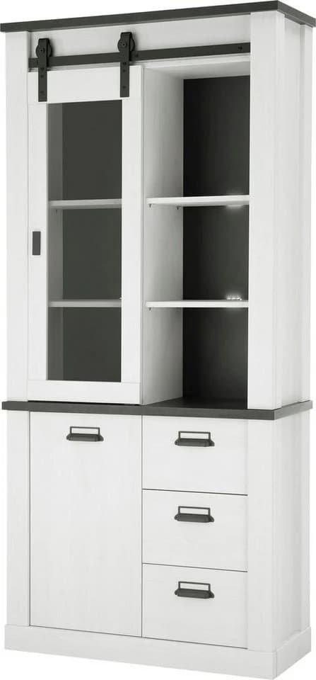 HOME AFFAIRE Vitrine SHERWOOD Weiß Holzoptik Soft-Close - Bild 2
