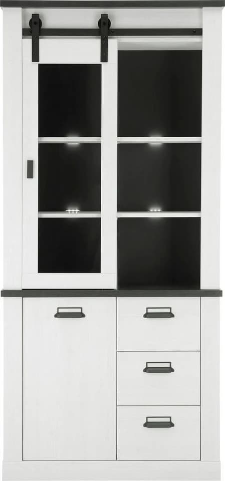 HOME AFFAIRE Vitrine SHERWOOD Weiß Holzoptik Soft-Close - Bild 3