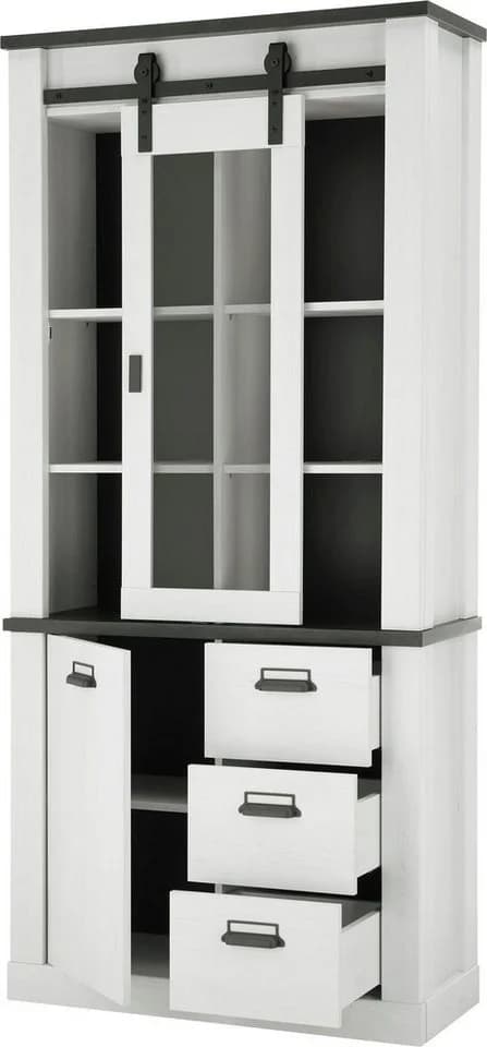 HOME AFFAIRE Vitrine SHERWOOD Weiß Holzoptik Soft-Close - Bild 4
