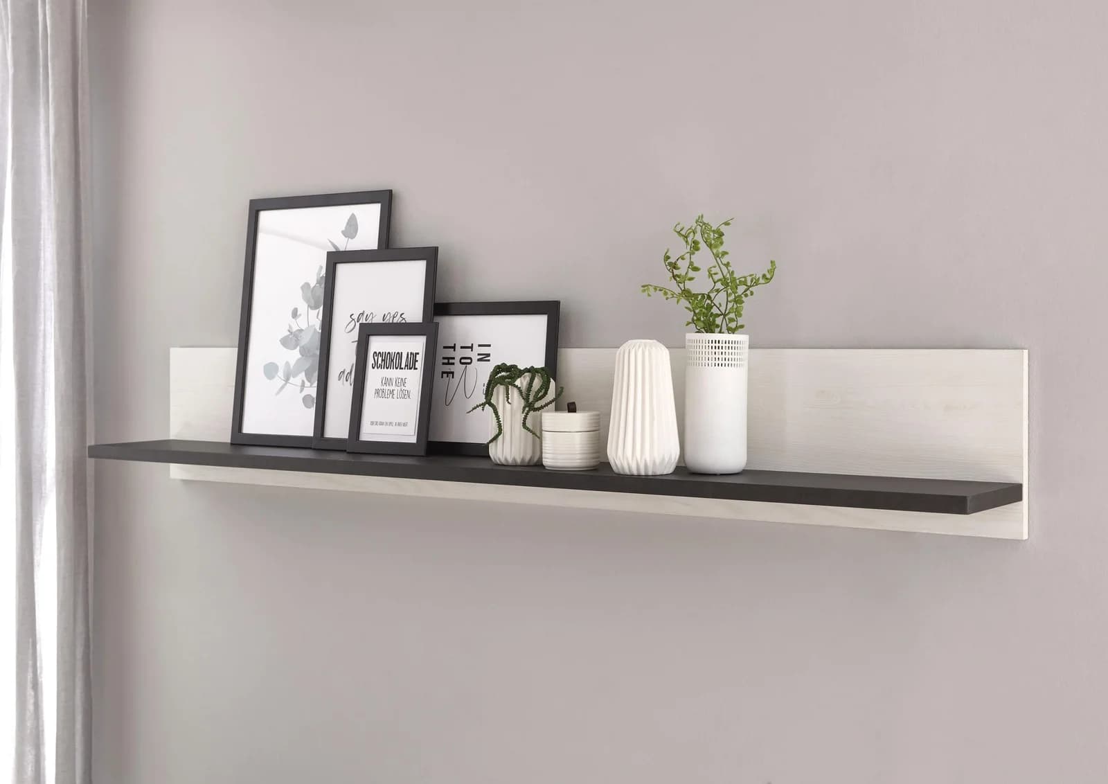 HOME AFFAIRE Wandregal SHERWOOD Weiß Pinienholz Dekor Modern