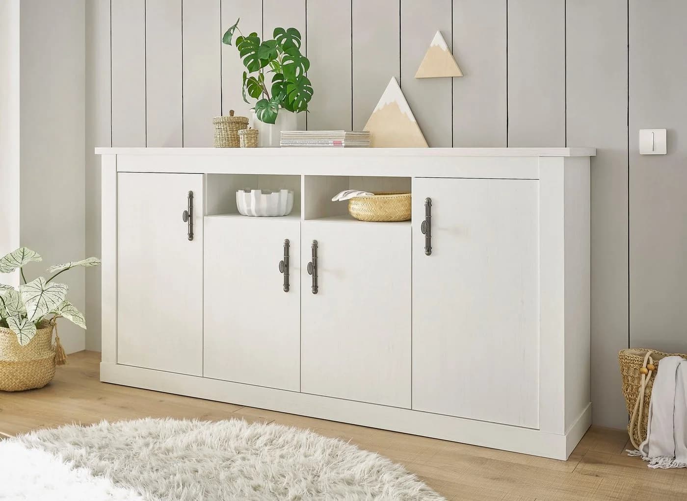 HOME AFFAIRE Sideboard RAVENNA Weiß Pinie Dekor - Bild 2