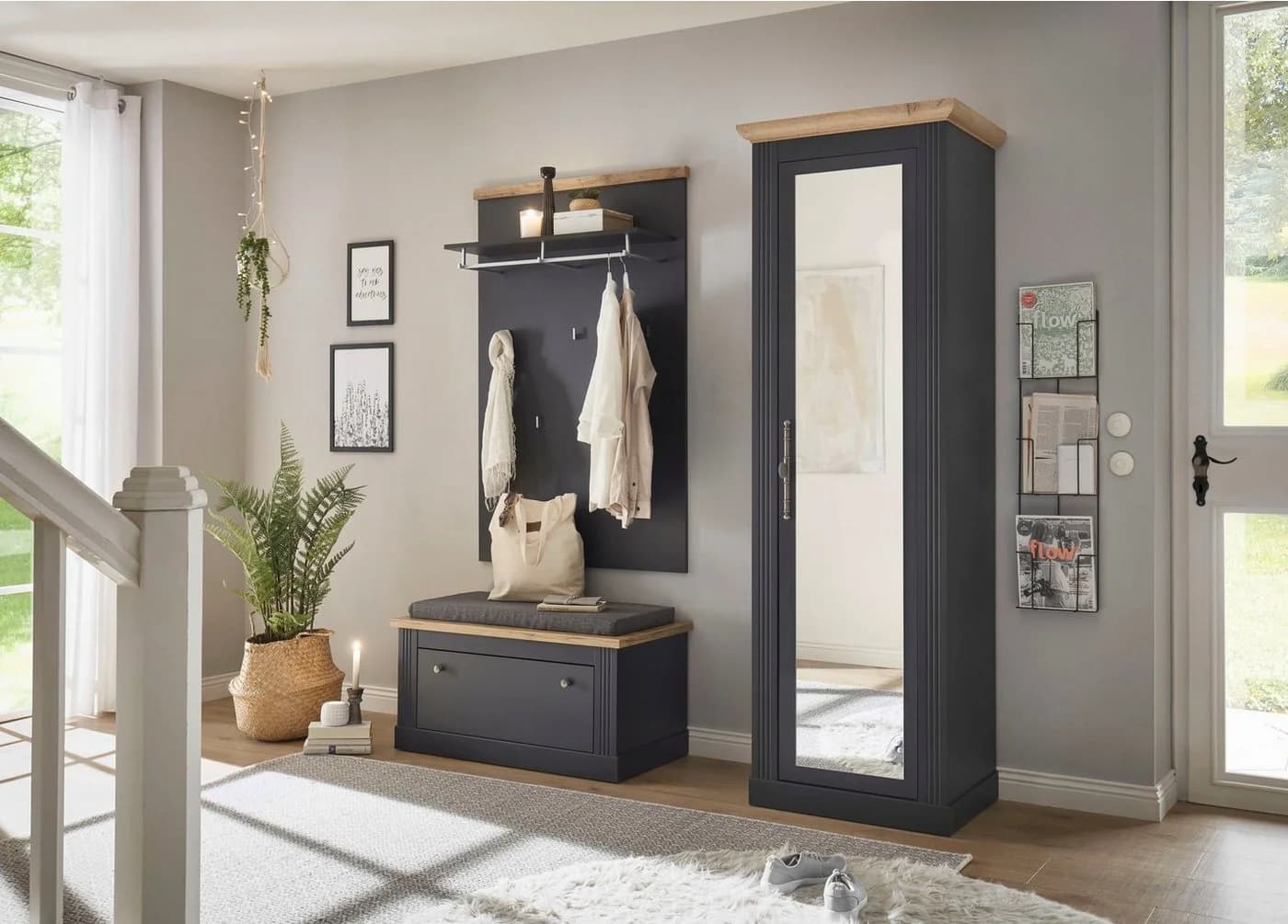 OTTO HOME Garderoben-Set WESTMINSTER Grau Landhausstil