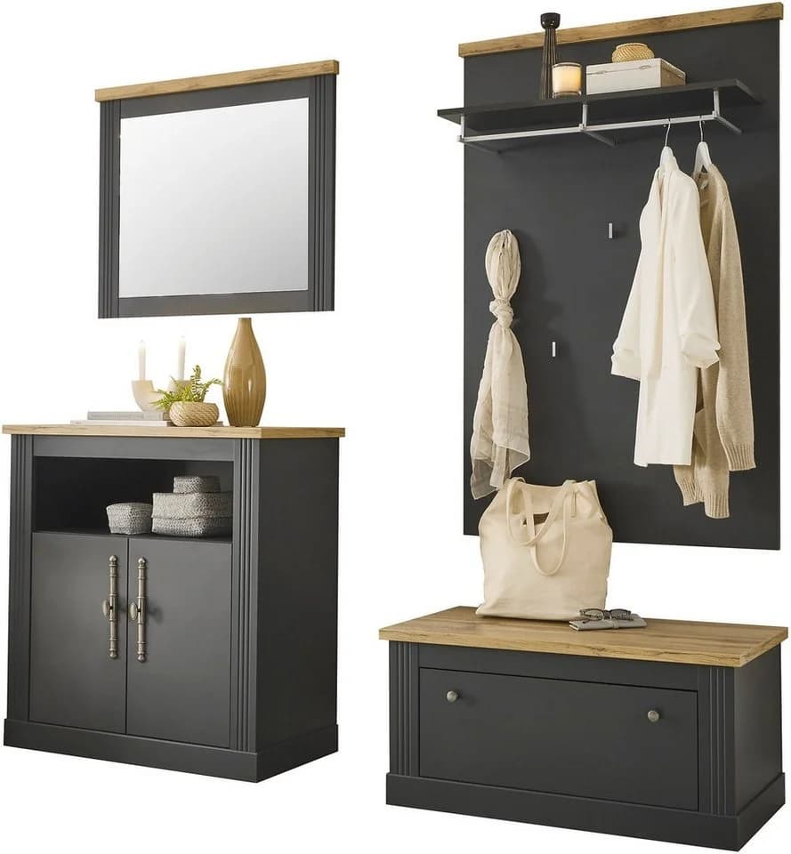 OTTO HOME Westminster Garderoben-Set Grau Eiche Landhausstil - Bild 2