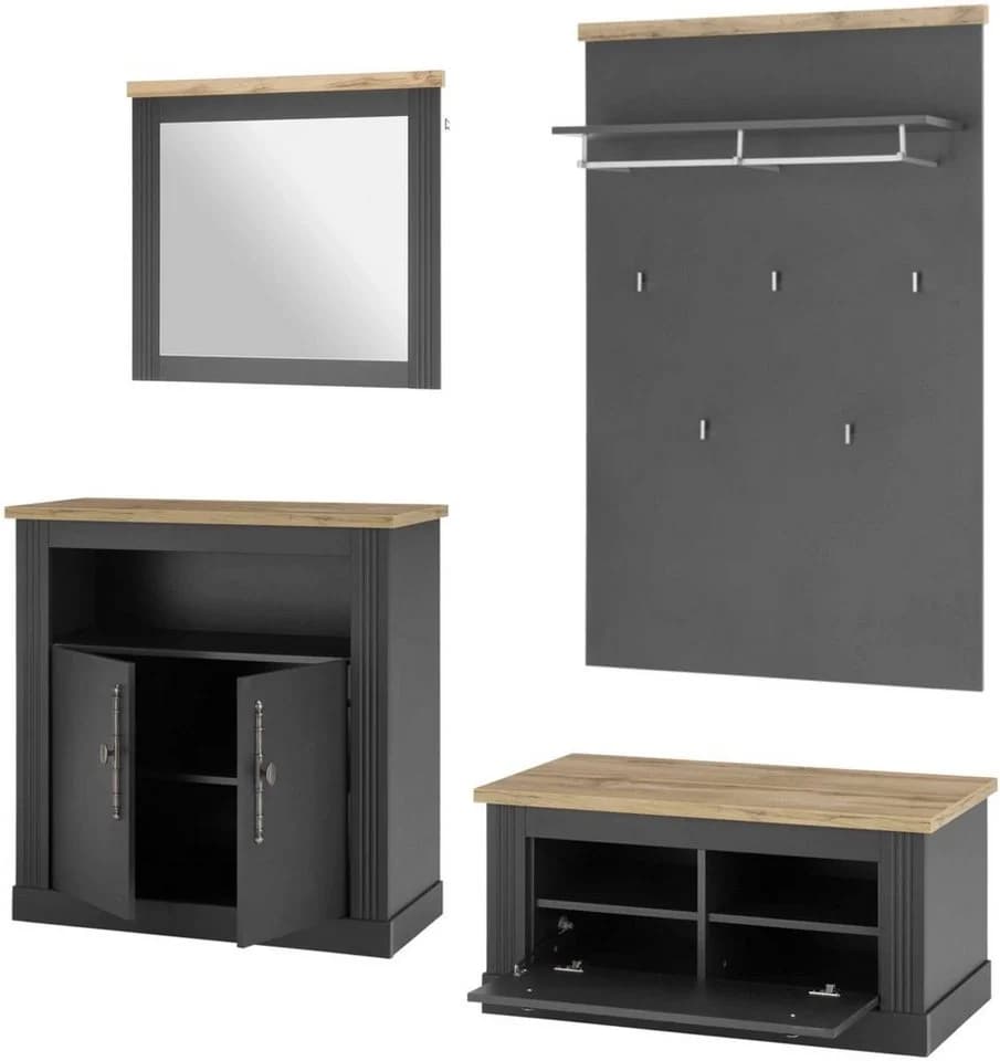 OTTO HOME Westminster Garderoben-Set Grau Eiche Landhausstil - Bild 3