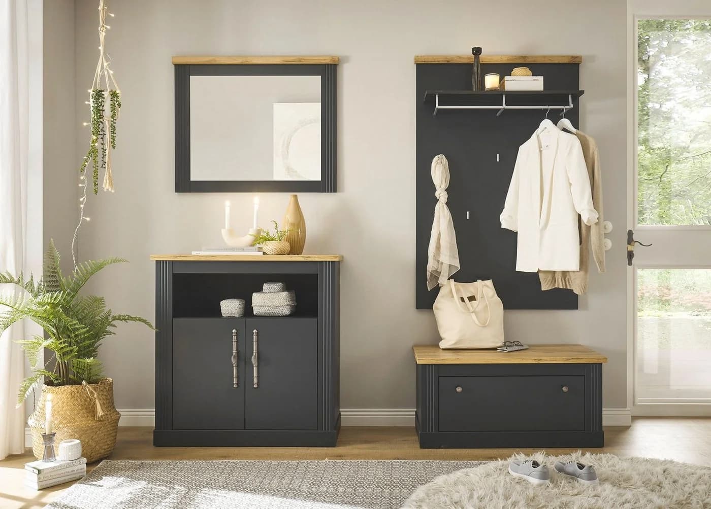 OTTO HOME Westminster Garderoben-Set Grau Eiche Landhausstil - Bild 5