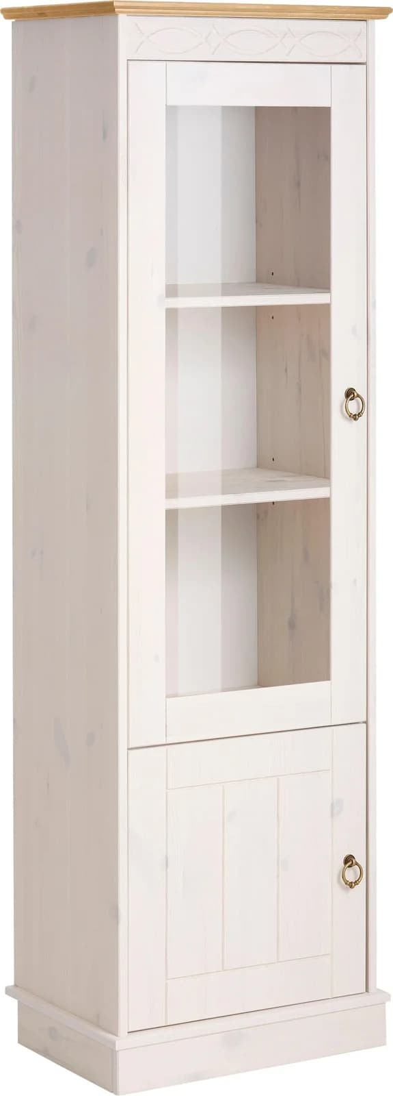 OTTO HOME Vitrine Indra Weiß/Honig Massivholz Kiefer 2 Türen