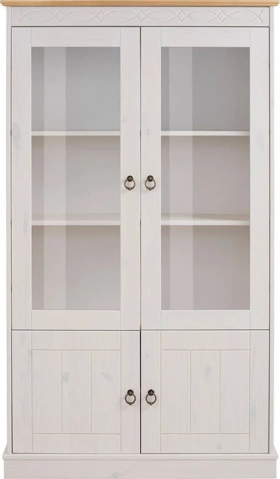 OTTO HOME Vitrine Indra Weiß/Honig Massivholz 4 Türen - Bild 5