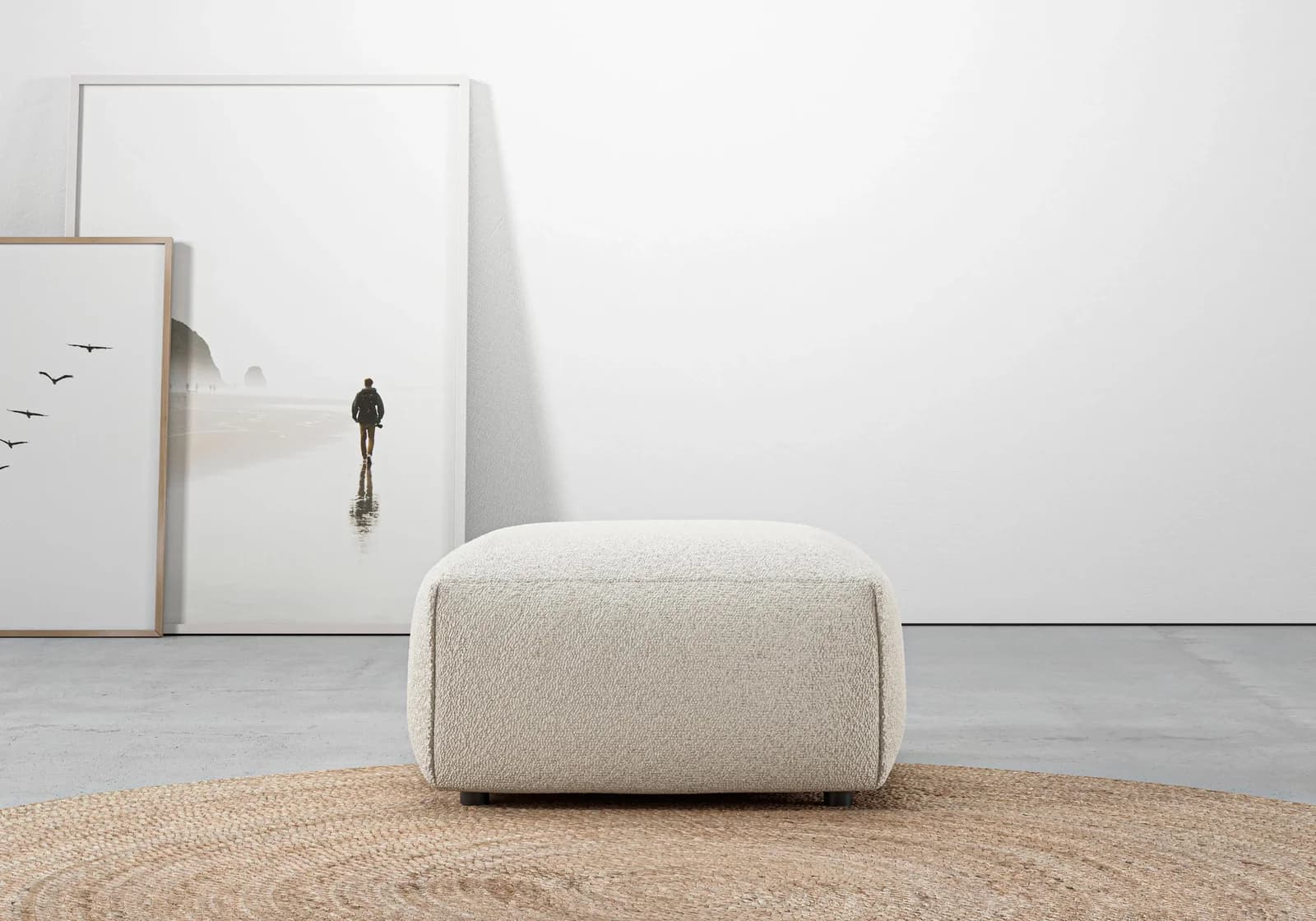 Hocker HOME AFFAIRE Glimminge Weiß Bouclé