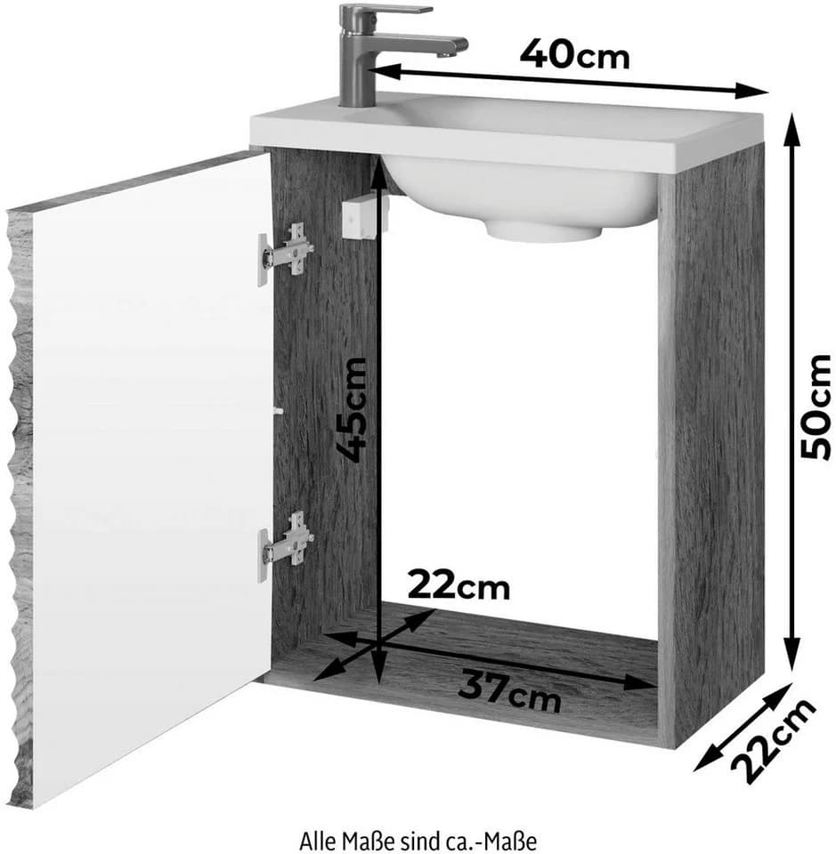 WELLTIME Waschtisch Canada Schwarz mit Mineralguss-Becken - Bild 4