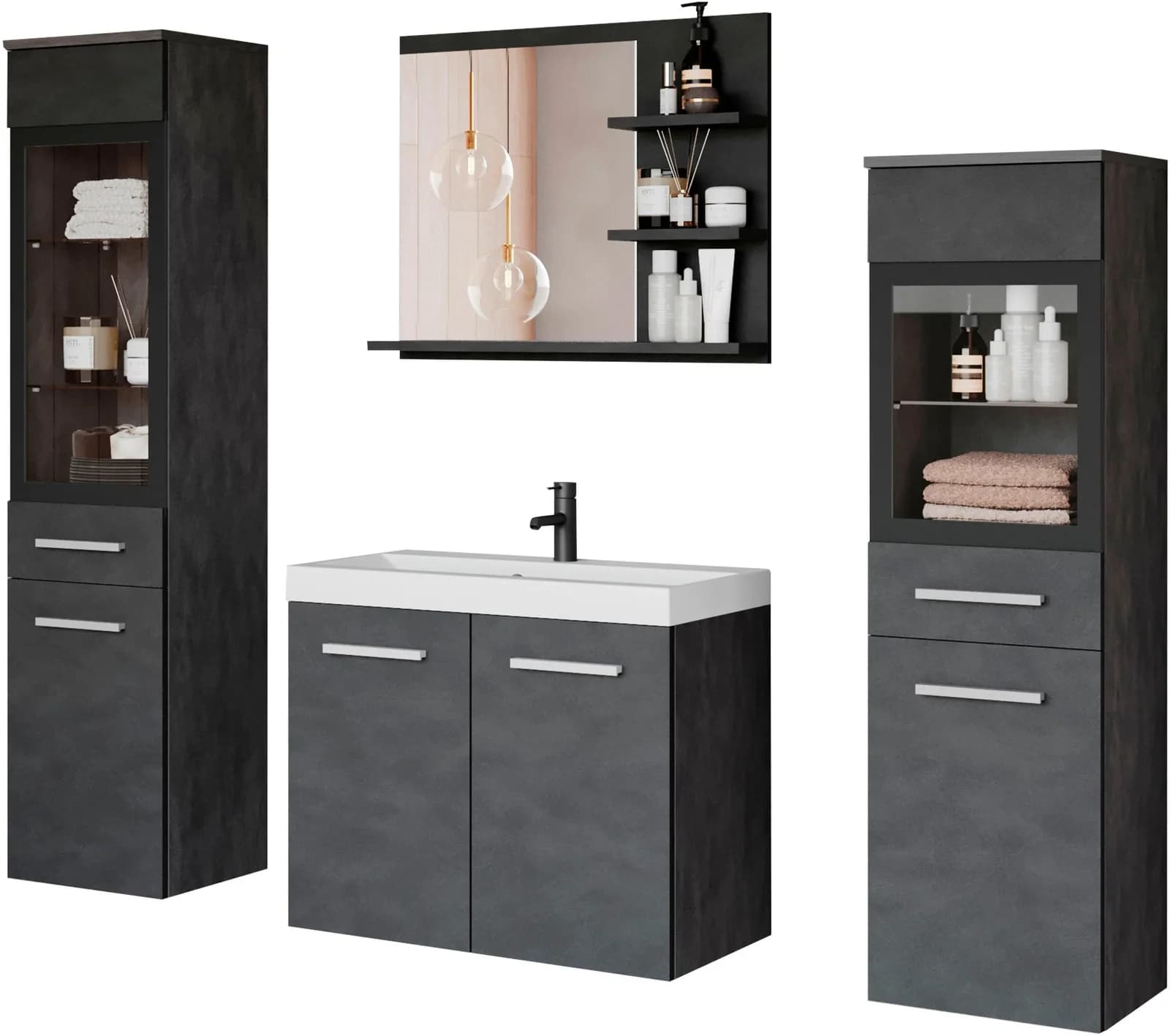 WELLTIME Badmöbel-Set MADRIT Schwarz Modern - Bild 5