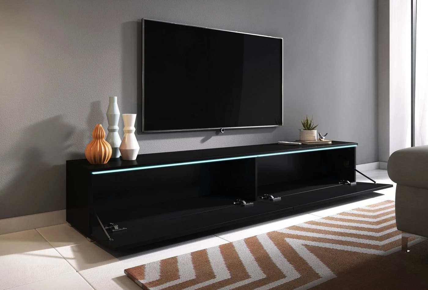 Home affaire Lowboard 180 cm Schwarz Modern Stehend Hängend - Bild 5