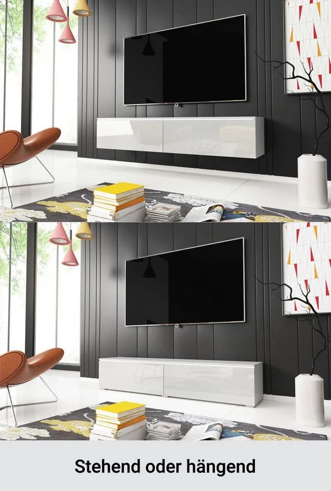 HOME AFFAIRE Lowboard D Weiß Hochglanz Modernes TV-Board - Bild 3