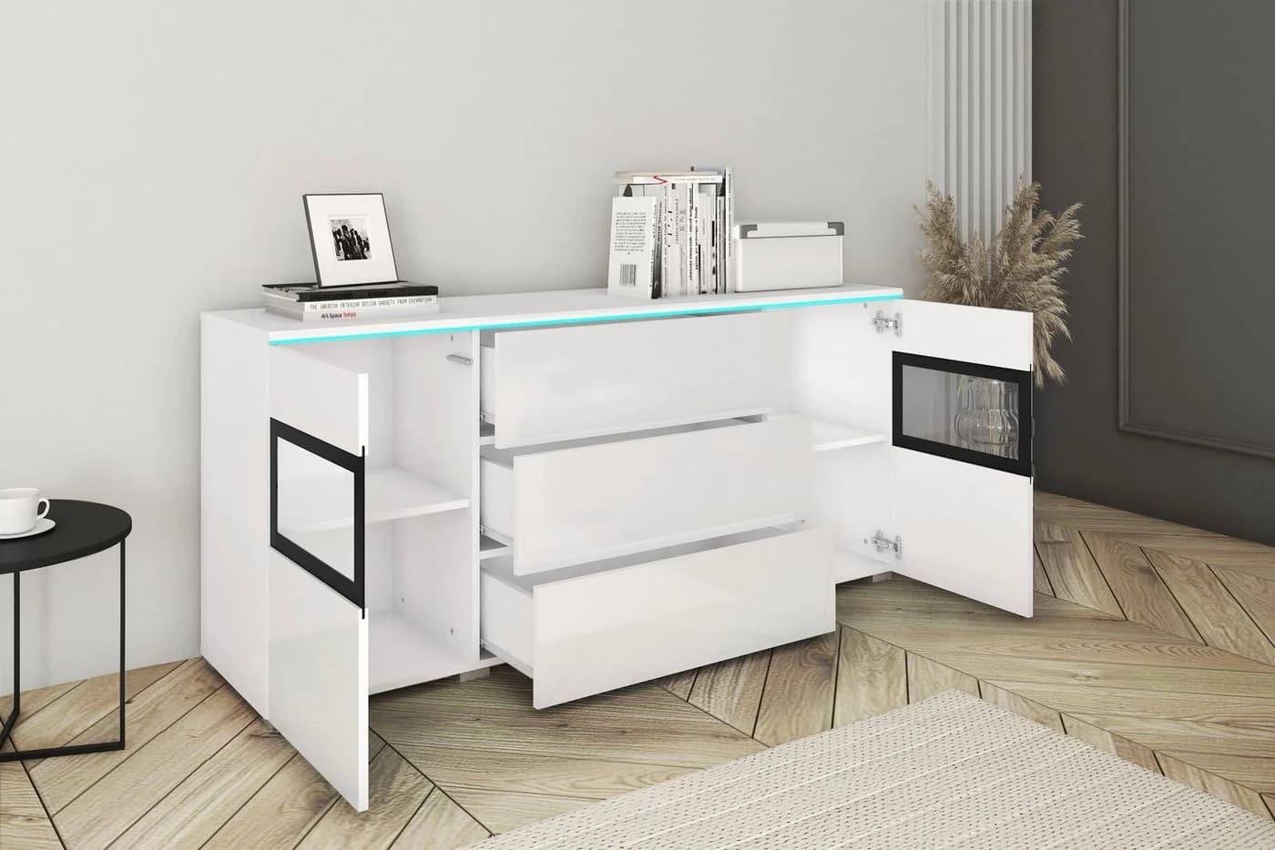 HOME AFFAIRE Sideboard VERA Weiß Hochglanz Modern - Bild 3