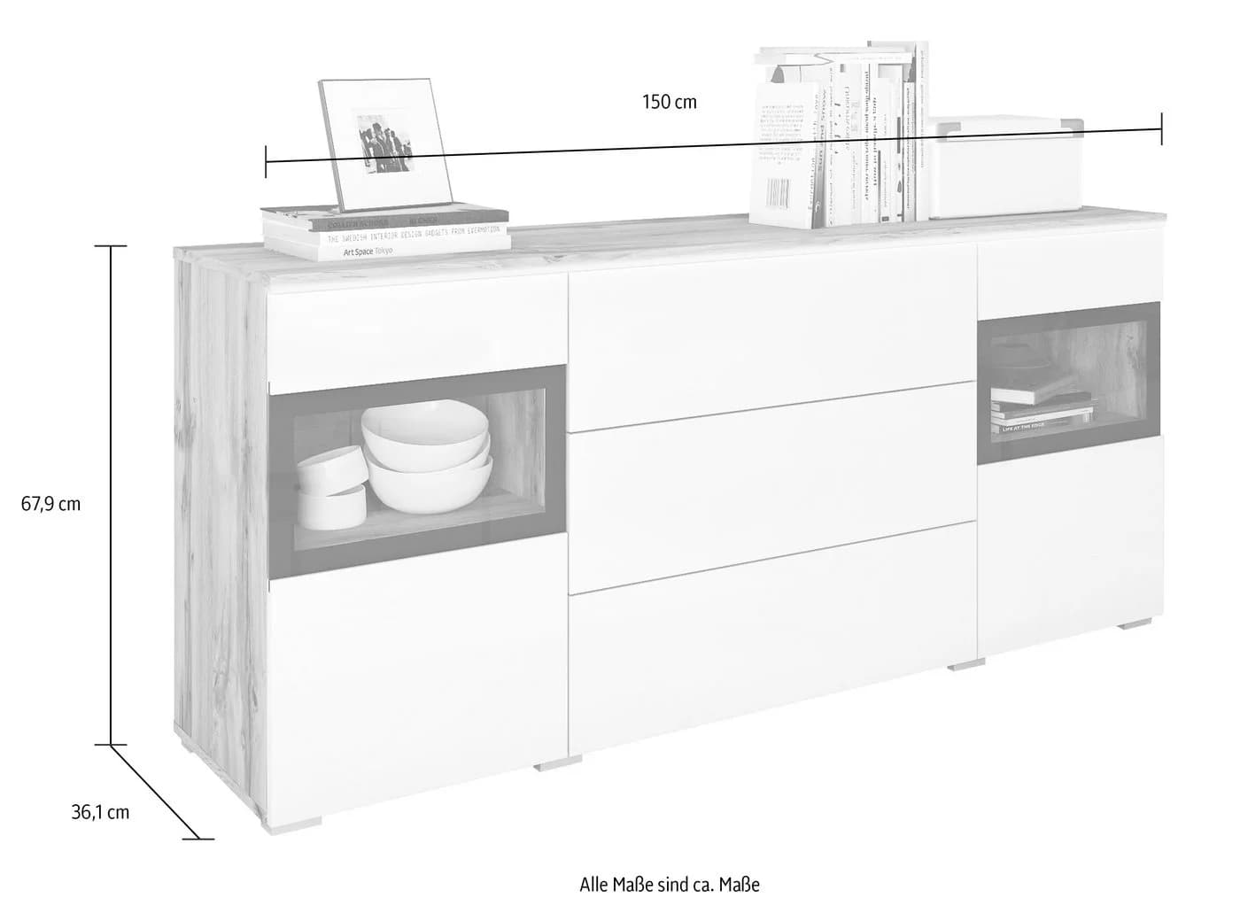 HOME AFFAIRE Sideboard VERA Weiß Hochglanz Modern - Bild 4