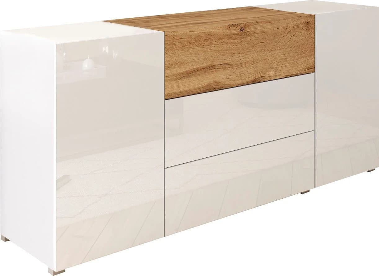 HOME AFFAIRE Sideboard BERLIN Weiß Matt Eichefarben Wotan Modern - Bild 2