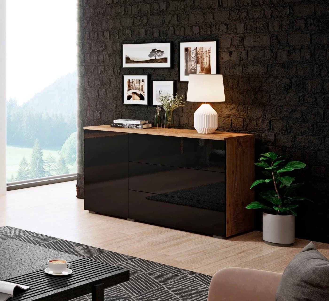 OTTO HOME Sideboard PARIS Schwarz Kastanien Modern - Bild 2