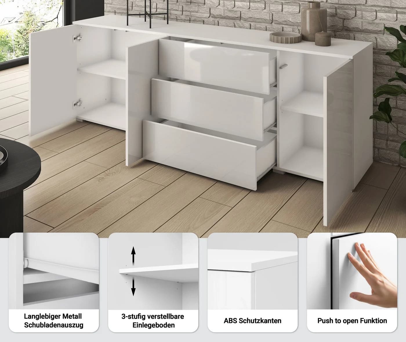OTTO HOME Sideboard PARIS Beige Eichefarben Votan Modern - Bild 3