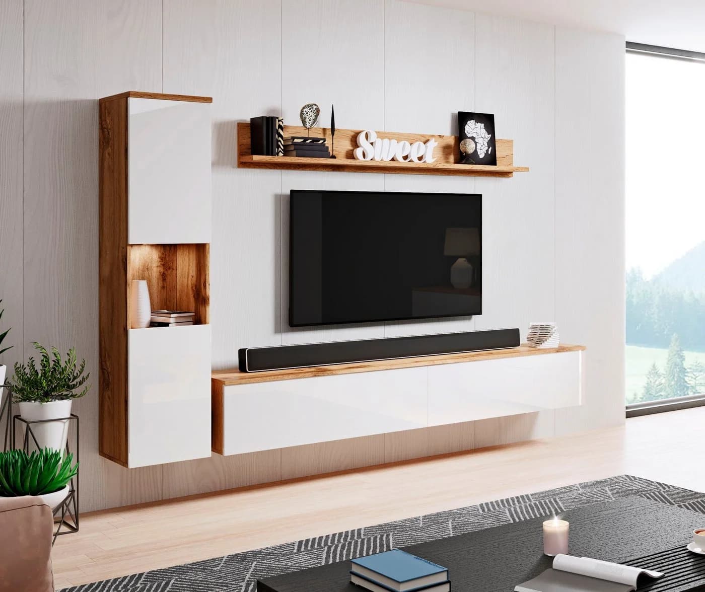 OTTO HOME Wohnwand PARIS Weiß Eichefarben wotan Modern