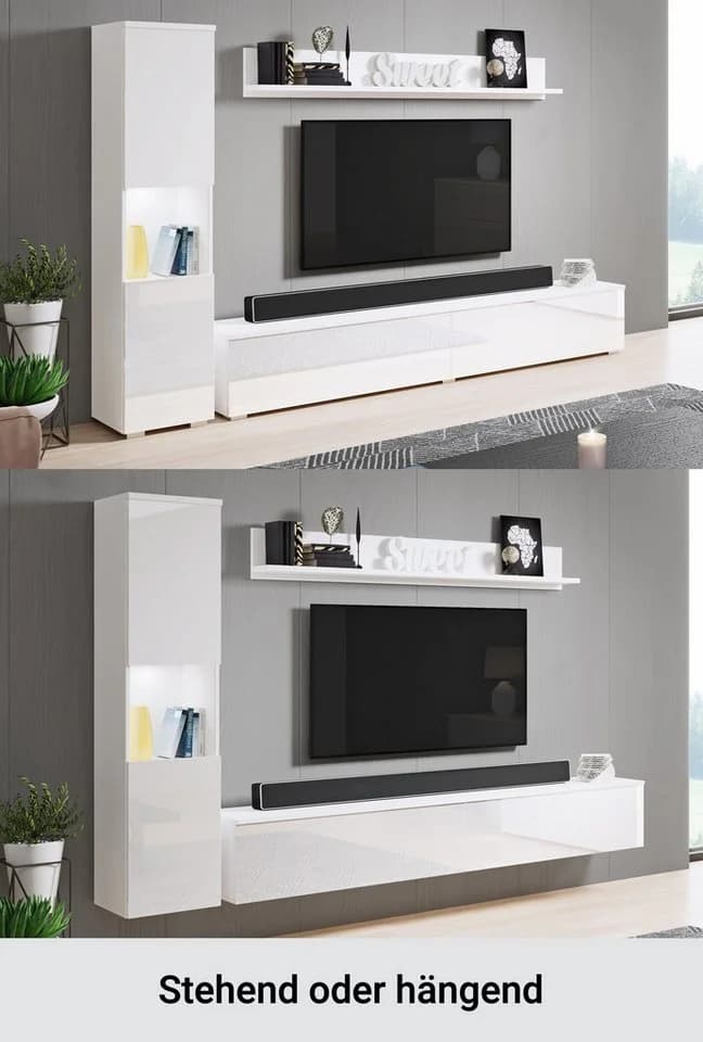 OTTO HOME Wohnwand PARIS Weiß Eichefarben wotan Modern - Bild 4