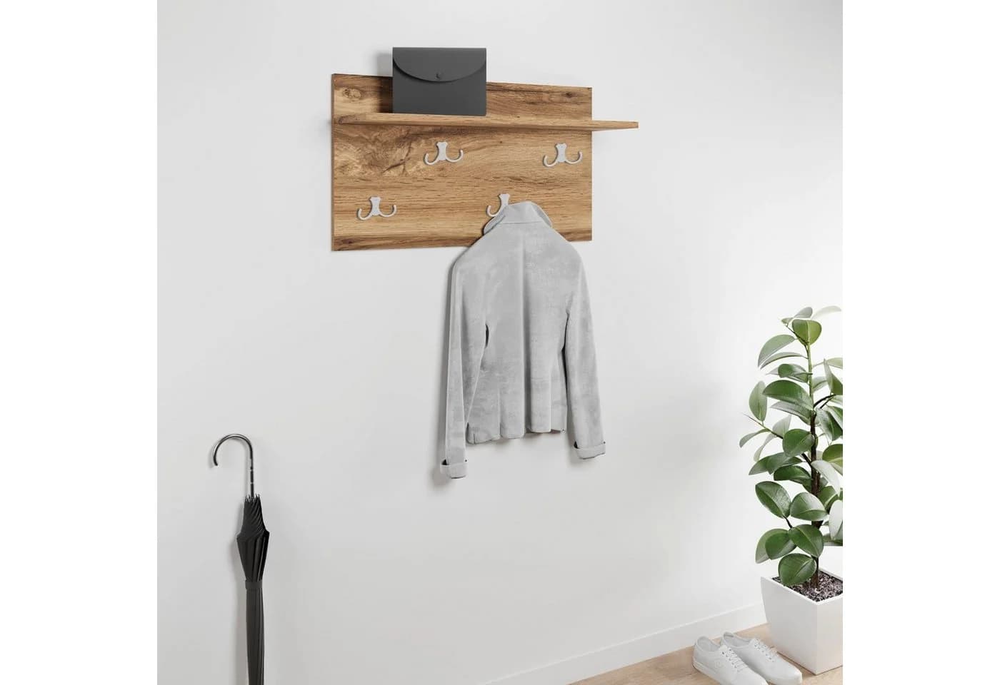 OTTO HOME Paris Garderobenpaneel Braun mit Haken