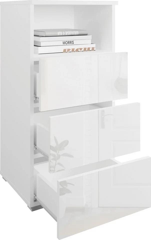 OTTO home Mehrzweckschrank Paris mit 3 Schubkästen Weiß Matt/Hochglanz - Bild 3