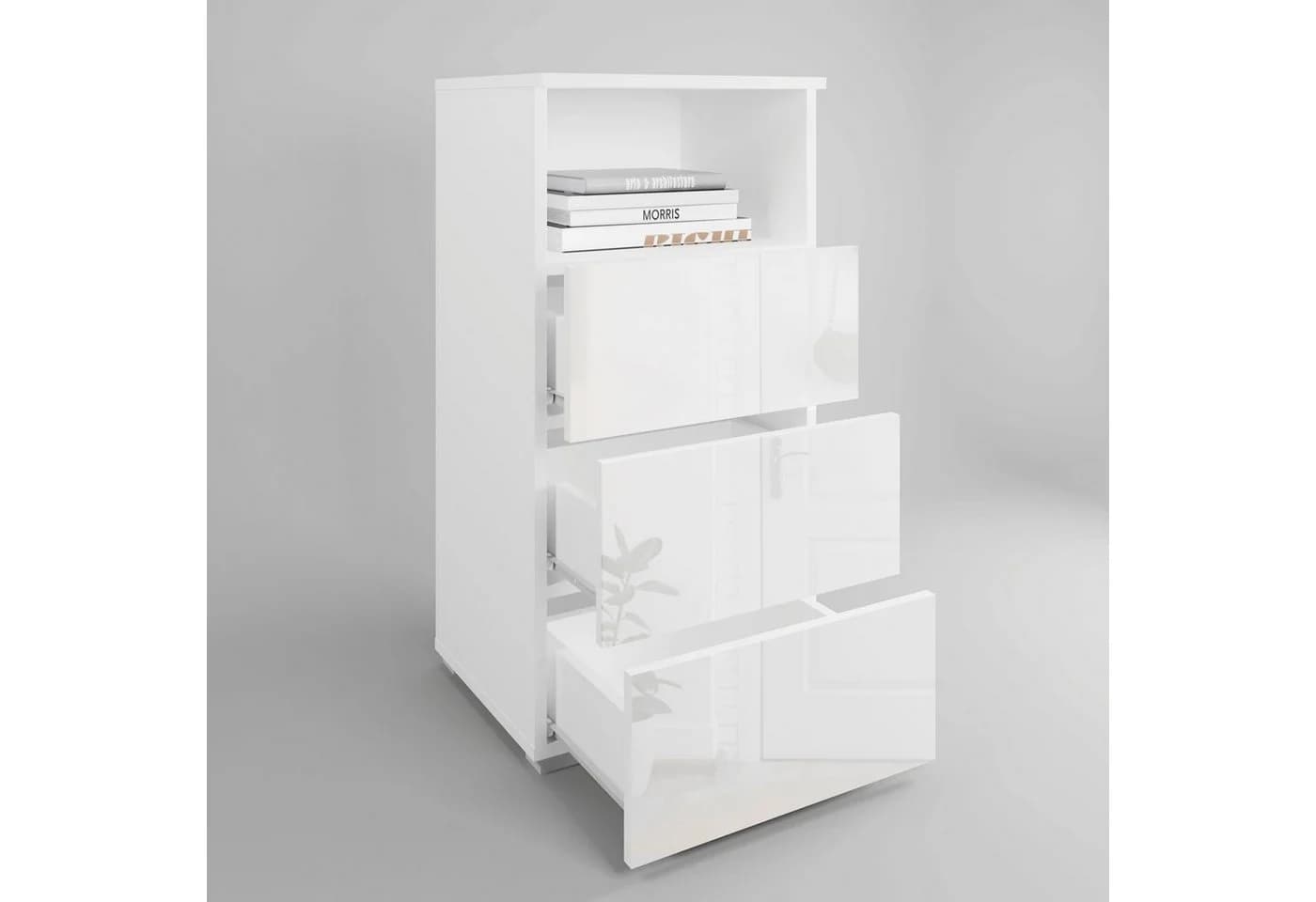 OTTO home Mehrzweckschrank Paris mit 3 Schubkästen Weiß Matt/Hochglanz - Bild 4