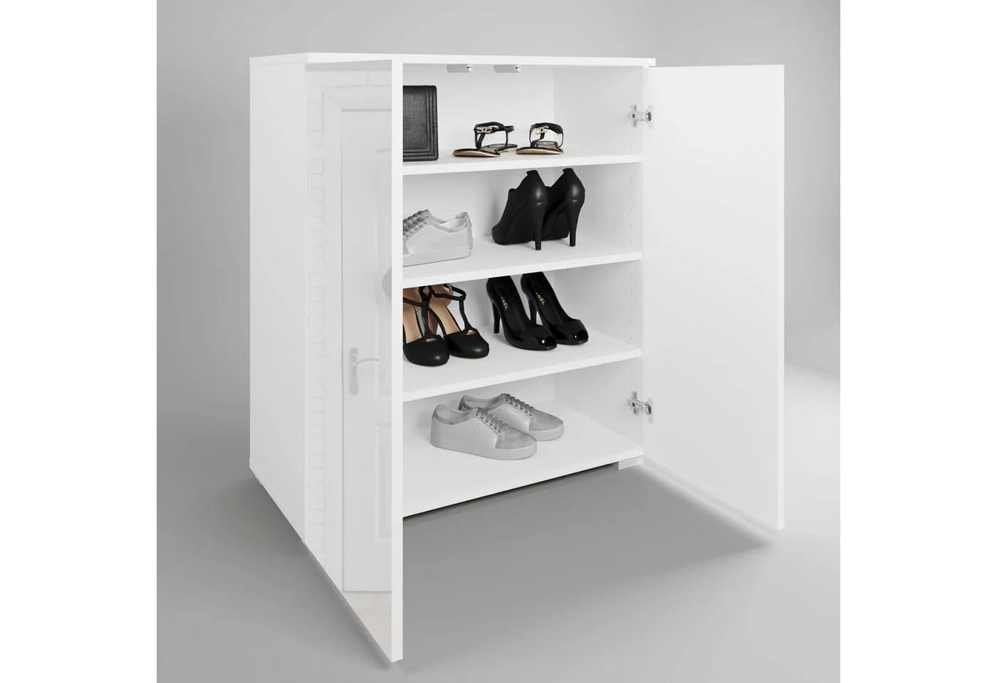 OTTO HOME Paris Schuhkommode Weiß Hochglanz Push-to-Open - Bild 5