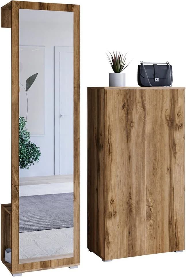 OTTO HOME Garderoben-Set PARIS/ TOKYO Braun Grifflos mit Spiegel - Bild 2