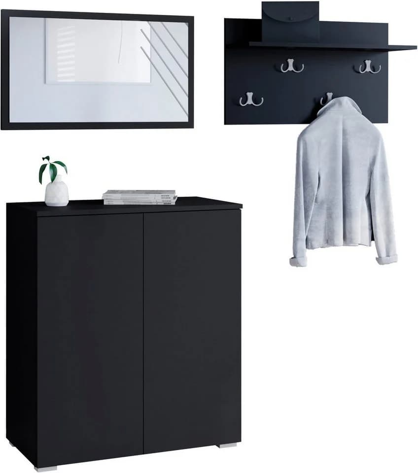 OTTO HOME Garderoben-Set PARIS TOKYO Schwarz mit Spiegel - Bild 2