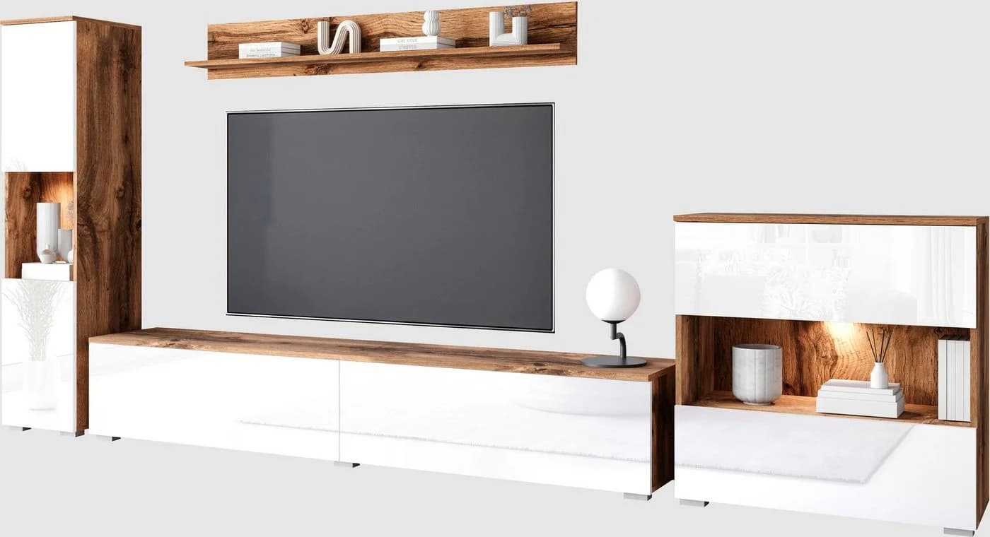 OTTO HOME Wohnwand PARIS Weiß Eichegrau Modern