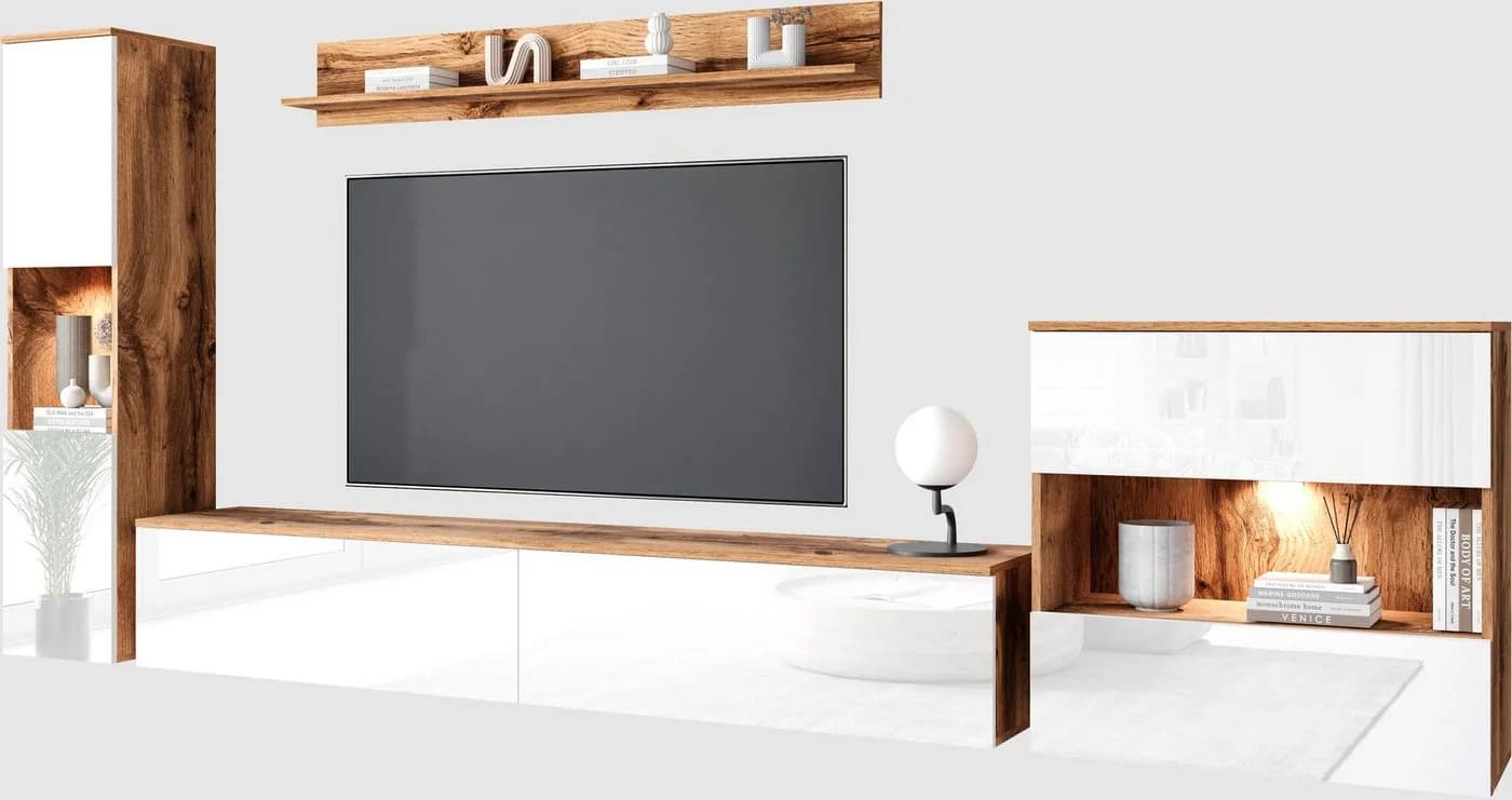 OTTO HOME Wohnwand PARIS Weiß Eichegrau Modern - Bild 5